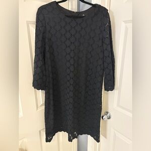 Ronni Nicole Black Eyelet Long Sleeve Shift Dress